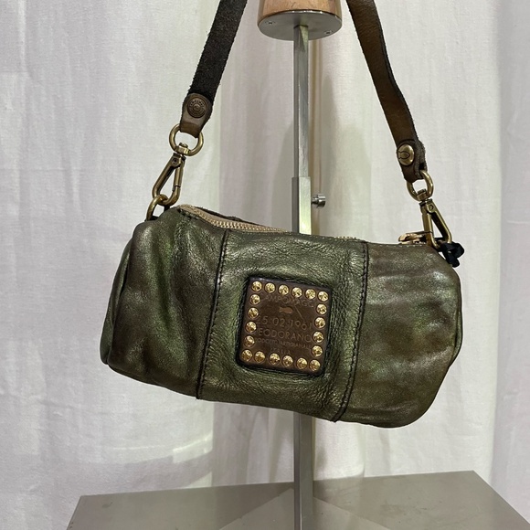 Metallic Green Leather Campomaggi Crossbody Bag - Picture 2 of 3